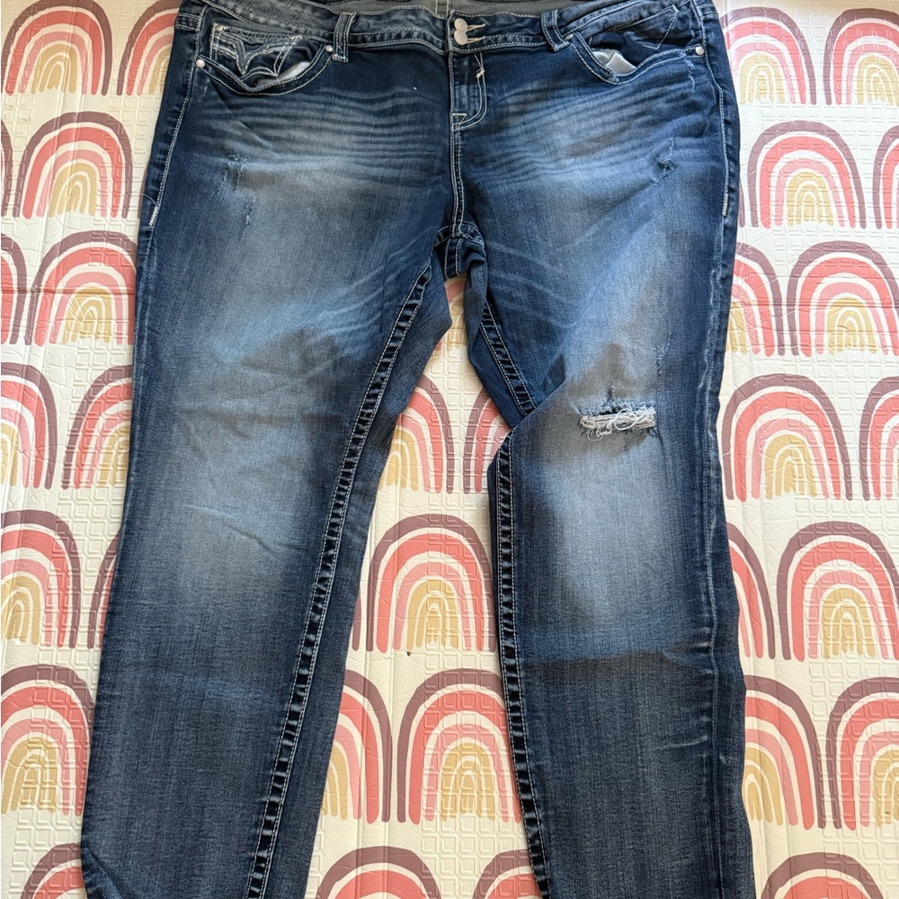 Vigoss Blue Skinny Jeans with Distressed Details